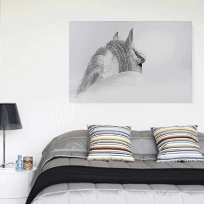 " The White Mystical Horse In Black/White " | Wayfair North America