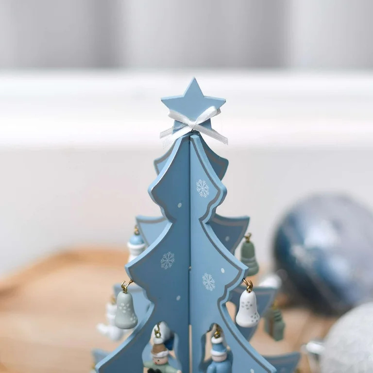 Blue Plywood 24-Piece Mini Christmas Tree Indoor Decor, by Holiday Time | Walmart (US)
