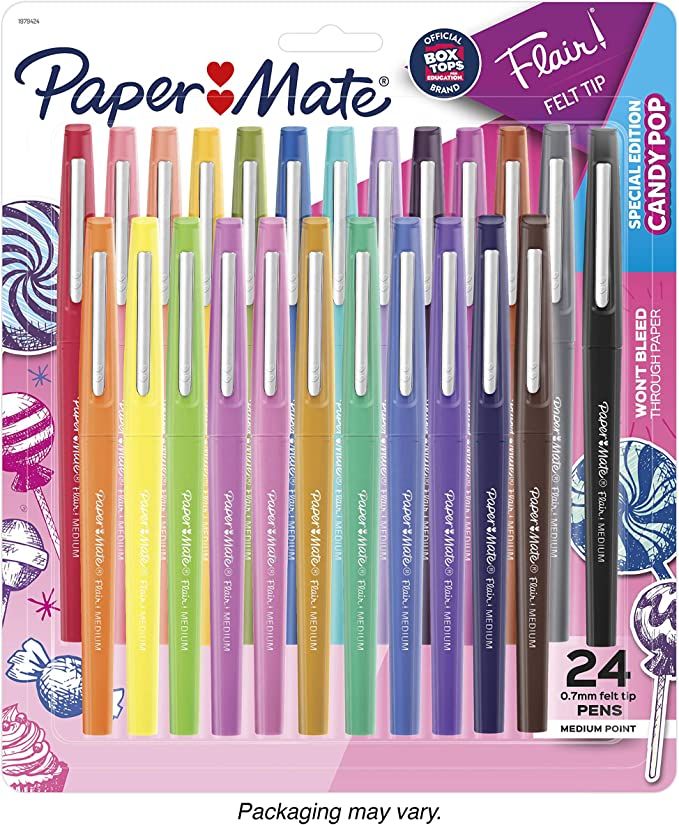Paper Mate Flair Felt Tip Pens, Medium Point (0.7 mm), Limited Edition Candy Pop Pack Marker Pens... | Amazon (US)
