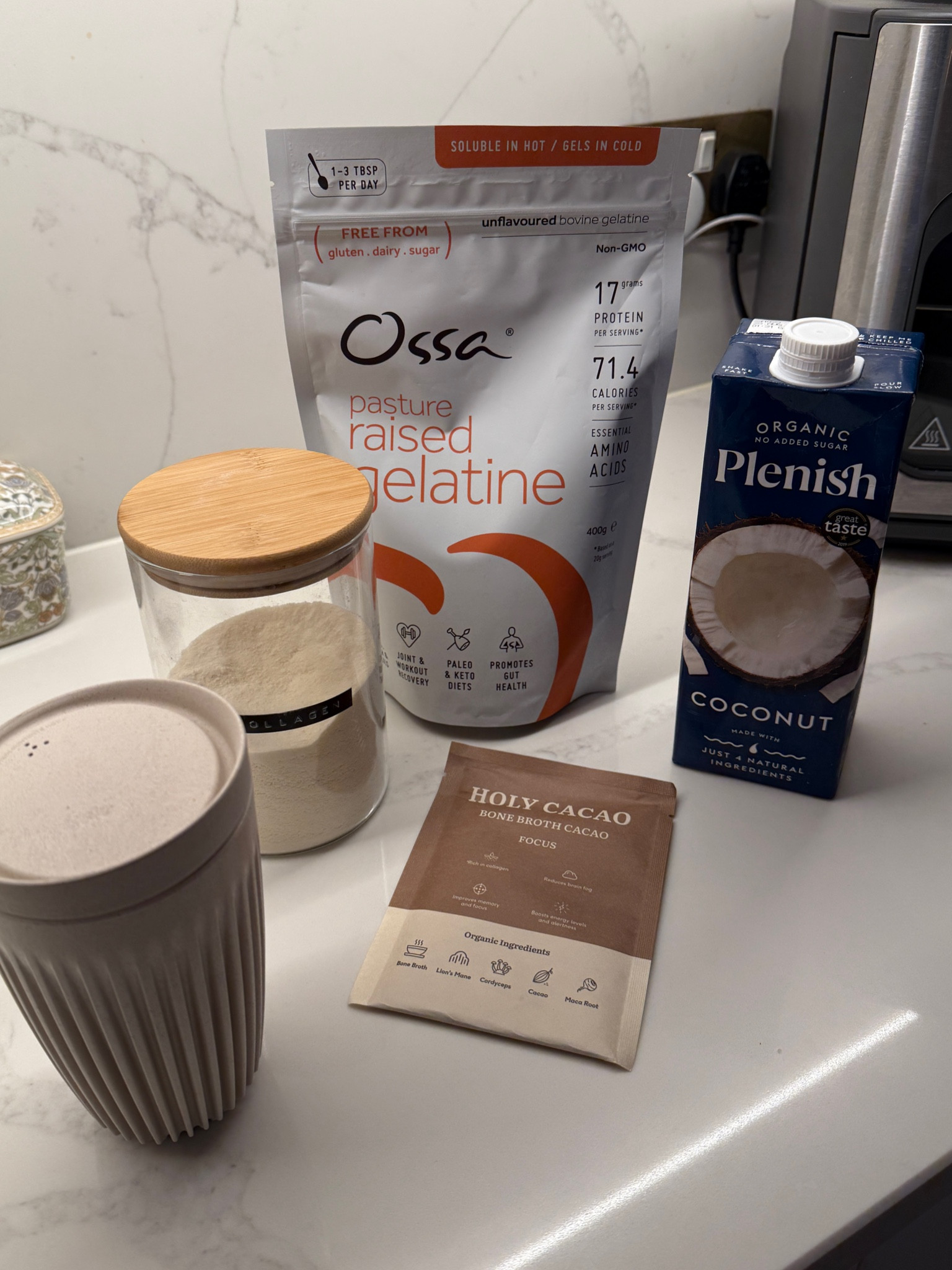 My morning 40g protein ‘hot chocolate’ UPF free natural beef protein - don’t worry, tastes delicious 😋 

Wellness hacks, protein, lifestyle 

#LTKhome #LTKuk