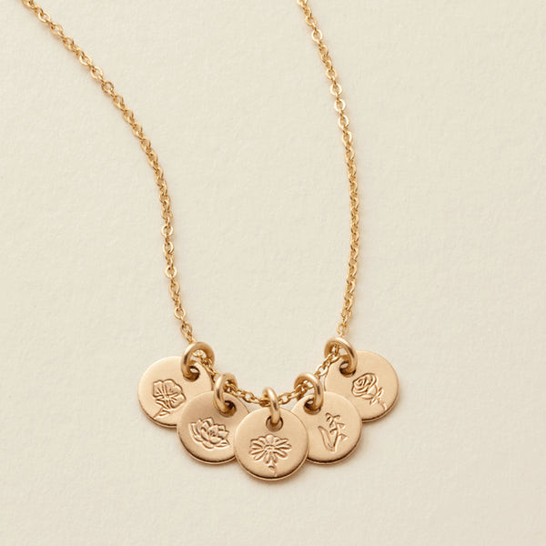 Made By Mary Birth Flower Stacker Necklace—1/2" Disc | Hand Stamped | Made by Mary (US)
