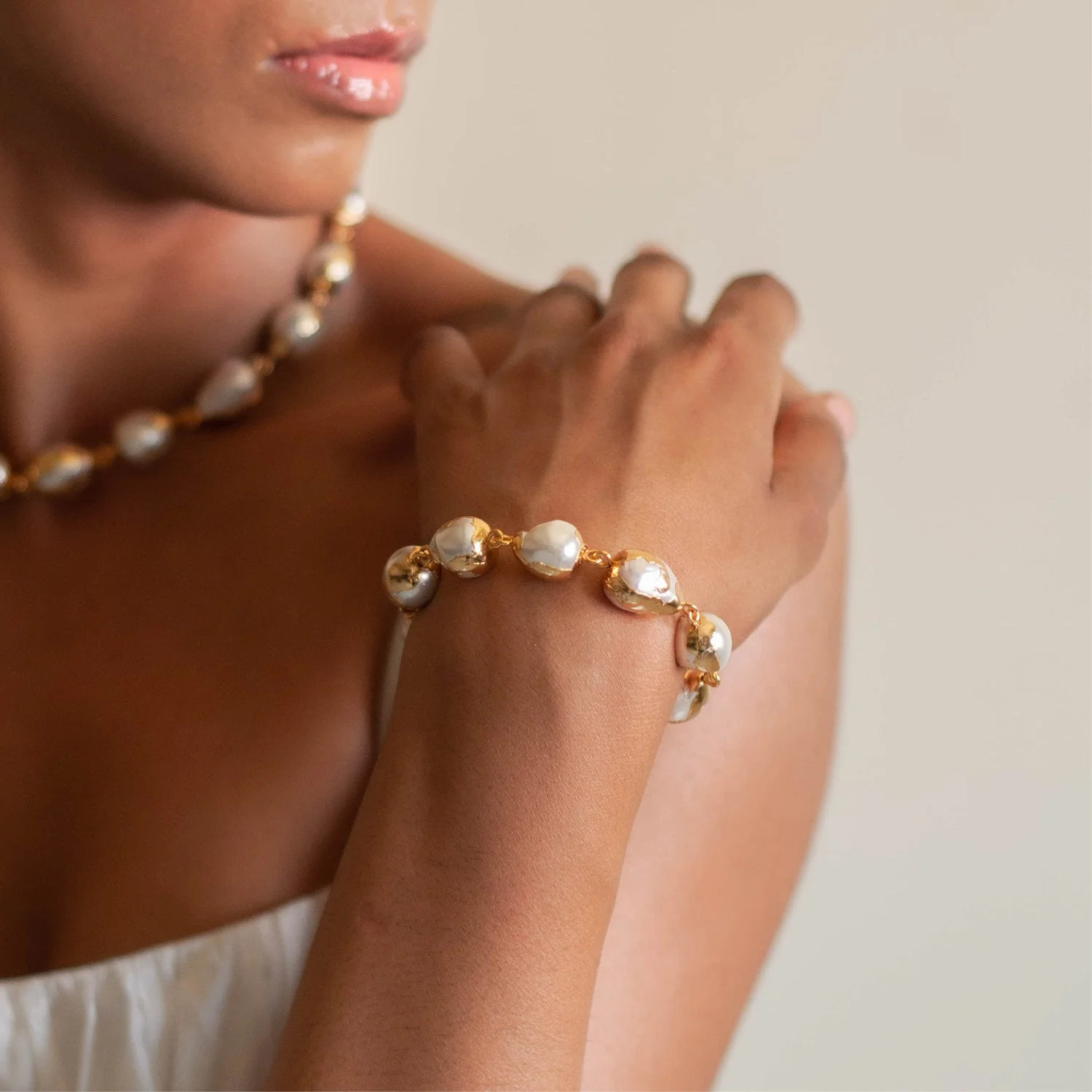 Luna Bracelet: Freshwater Baroque Pearls on Your Wrist | Dhwani Bansal Jewellery