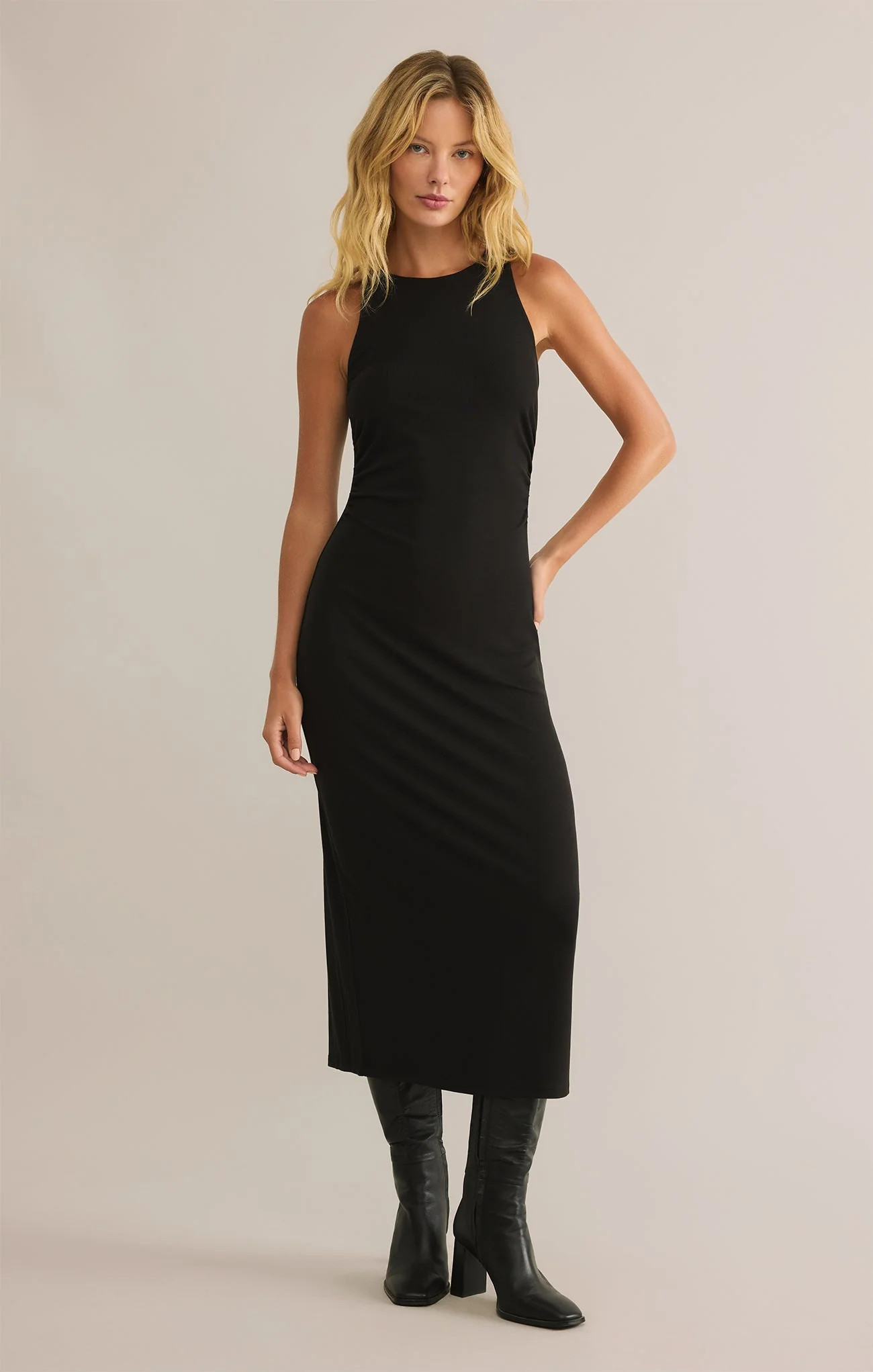 Z SUPPLY Women's Adison Rib Midi Dress, Black, Medium | Z Supply