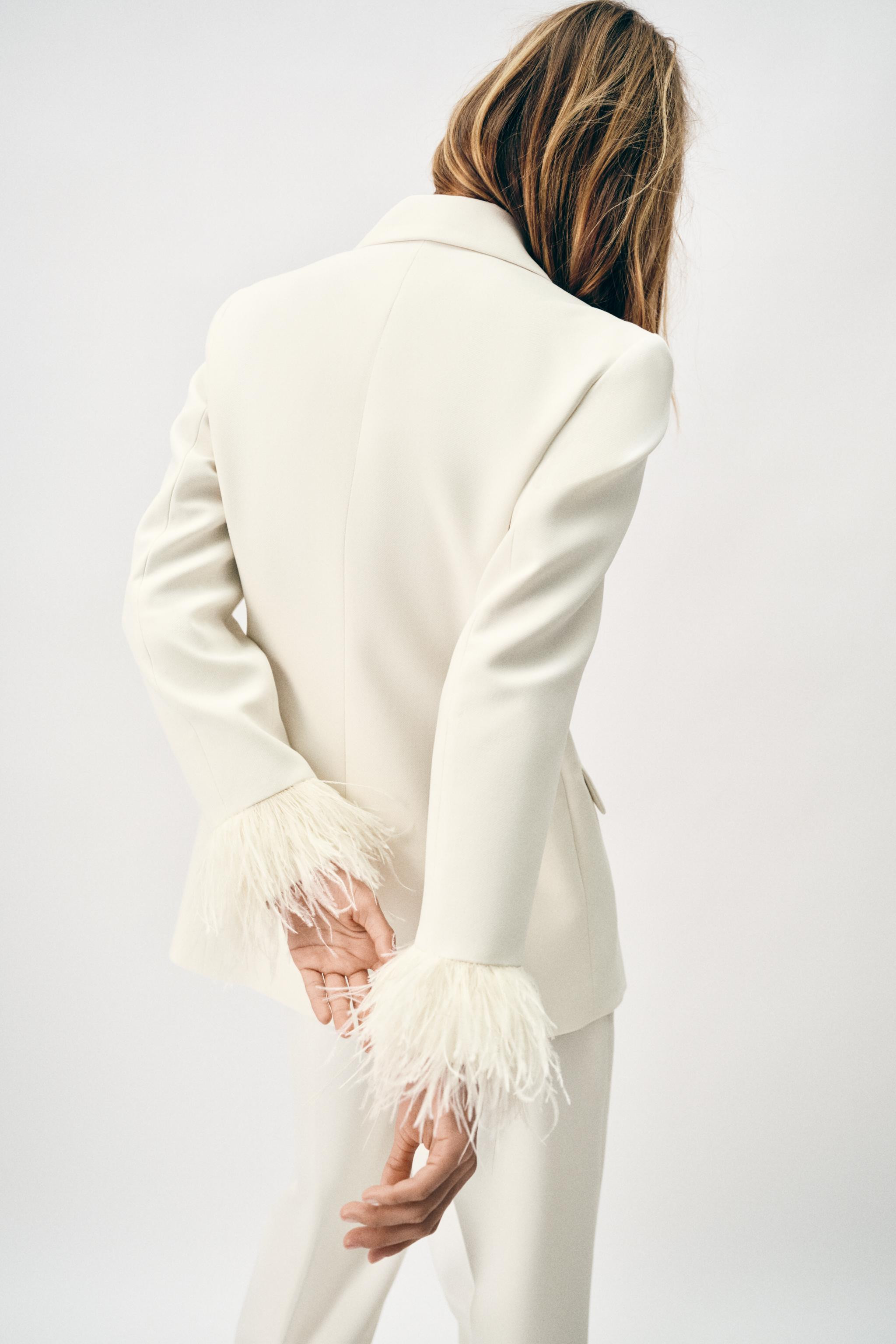 BLAZER WITH FEATHER CUFFS | Zara UK