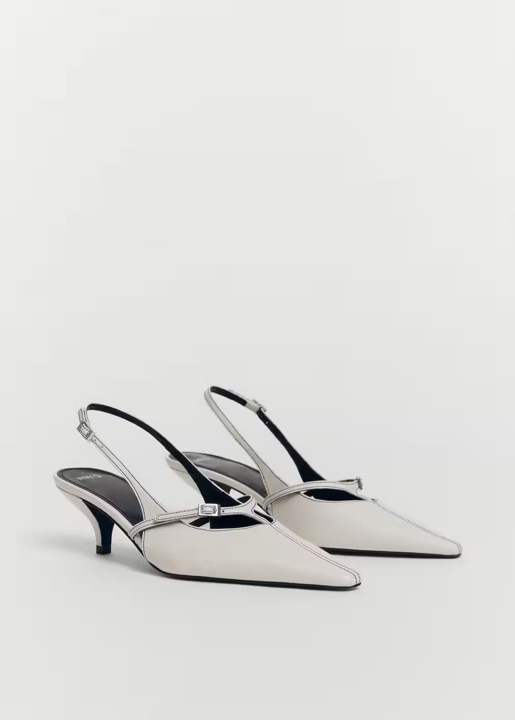 Leather heeled slingback shoes with buckles -  Women | Mango USA | MANGO (US)