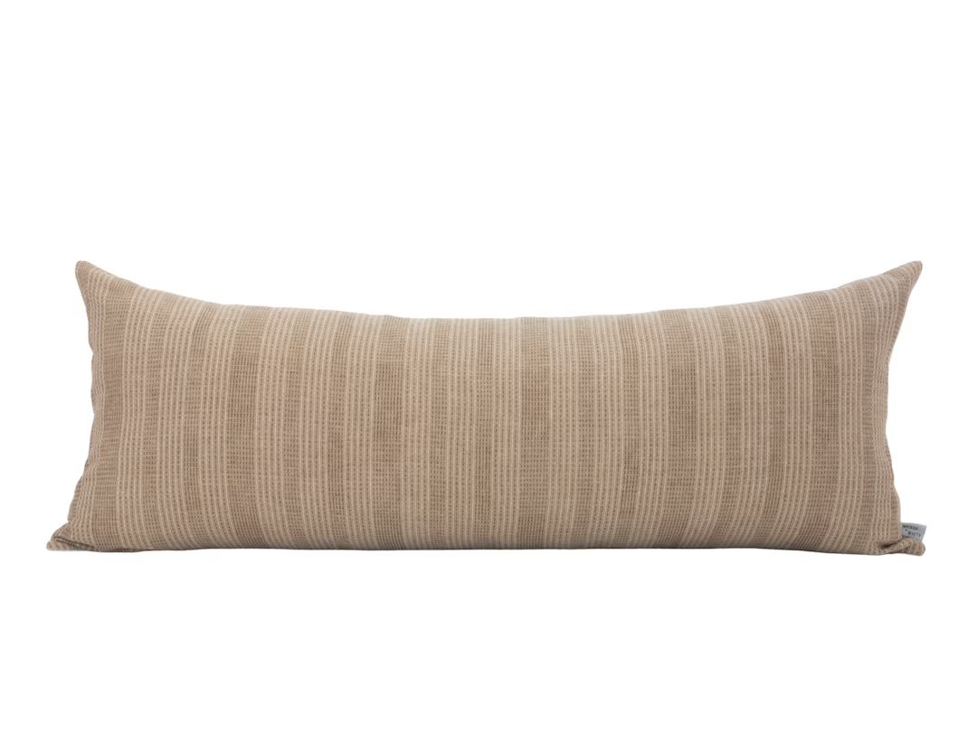 DARA || 14x36 Brown Stripe Long Lumbar Pillow Cover Camel Stripe Pillow Stripe Long Bed Pillow Ne... | Etsy (US)
