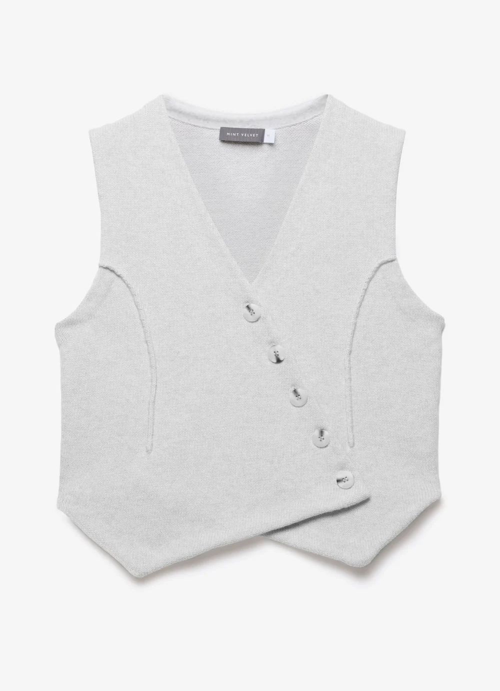 Grey Cotton Blend Knit Waistcoat | Mint Velvet