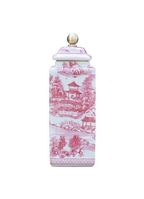 Pink Square Village Jar | The Enchanted Home