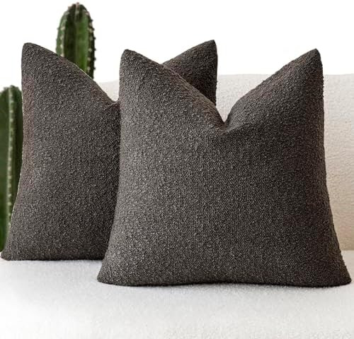 Foindtower Pack of 2, Decorative Textured Boucle Throw Pillow Covers Accent Solid Pillow Cases Co... | Amazon (US)