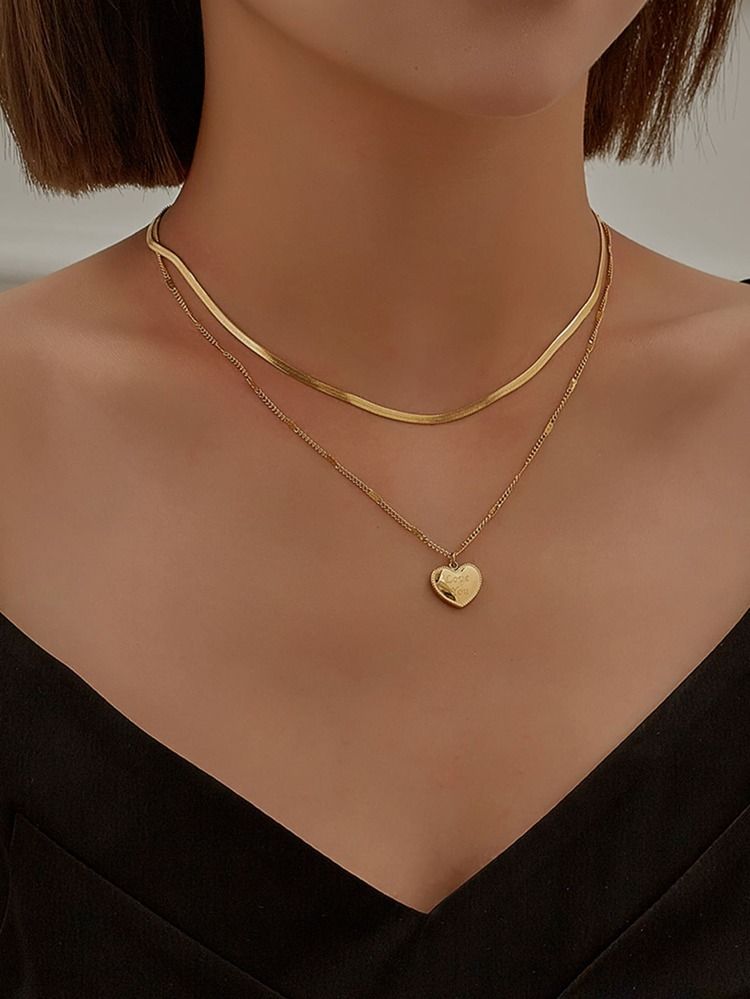 Heart Charm Layered Necklace | SHEIN