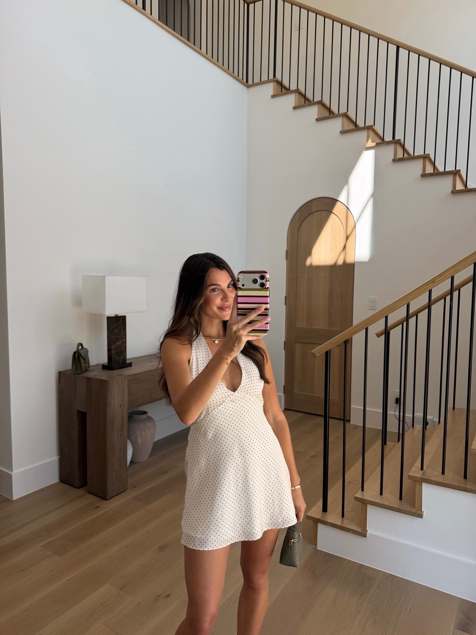 Wearing this to dinner!! 🍸 

Aritzia finds, Amazon finds, gold jewelry, summer outfit inspo, summer accessories, mini dress, travel finds, lunch outfit ideas, phone case