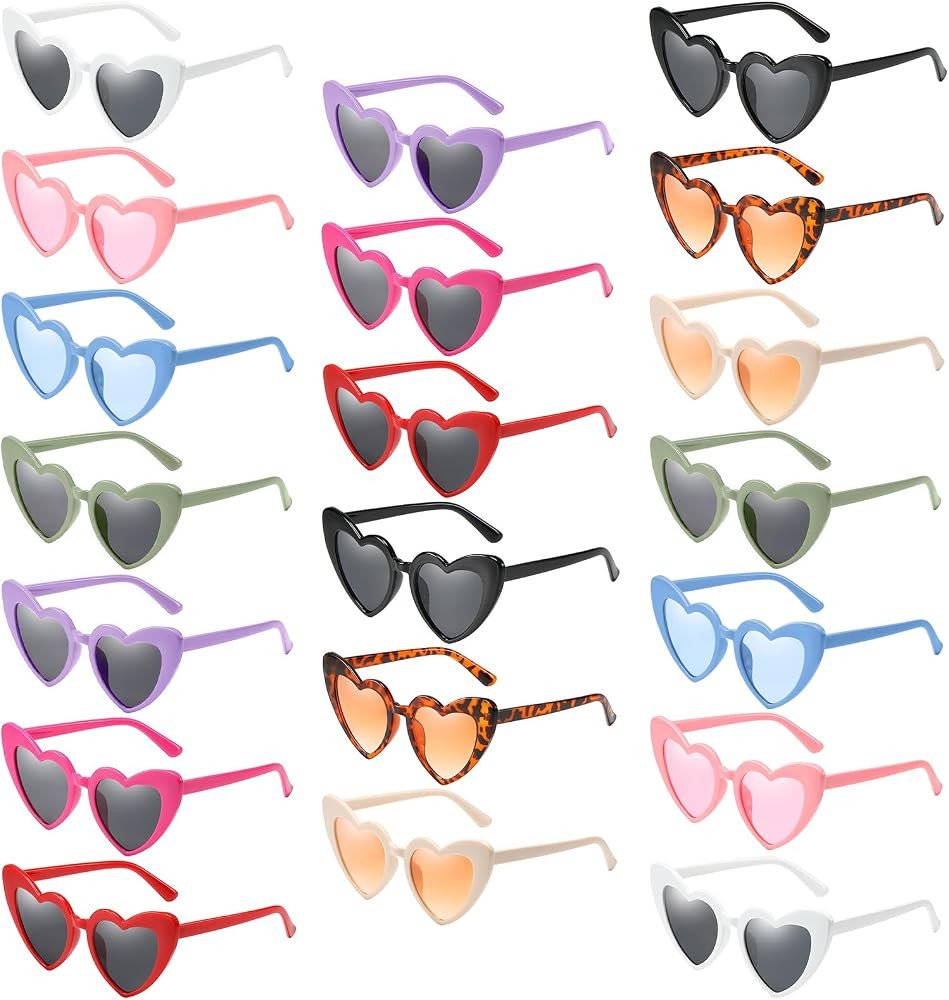 Pibupibu 20 Pack Heart Sunglasses for Women Bachelorette Party Bulk, Heart Shaped Bride Tribe Gla... | Amazon (US)