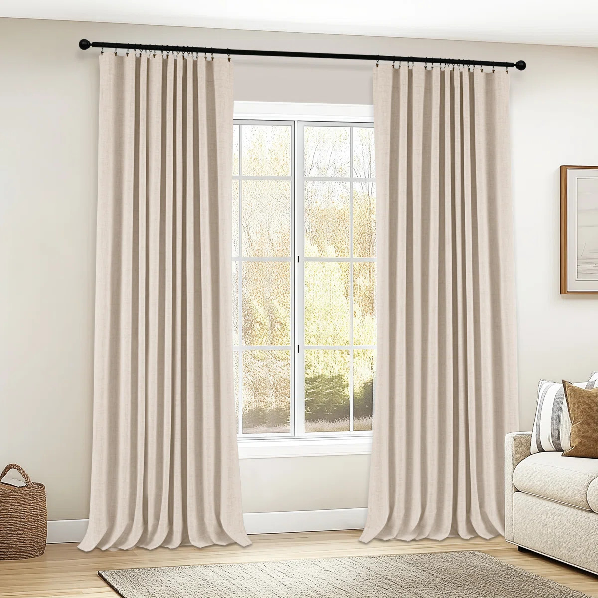 Birglinde Faux Linen Textured Thermal 100% Blackout Curtains for Bedroom Living Room Rod Pocket/R... | Wayfair North America