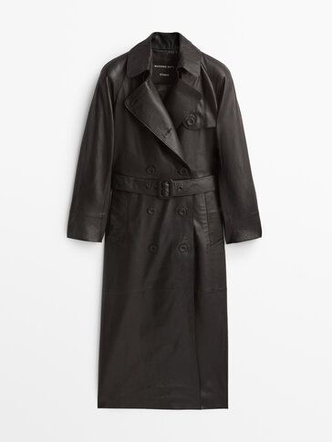 Nappa leather trench-style coat with belt - Studio | Massimo Dutti (US)