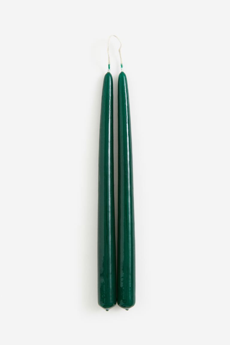 2-pack Tapered Candles - Dark green - Home All | H&M US | H&M (US + CA)