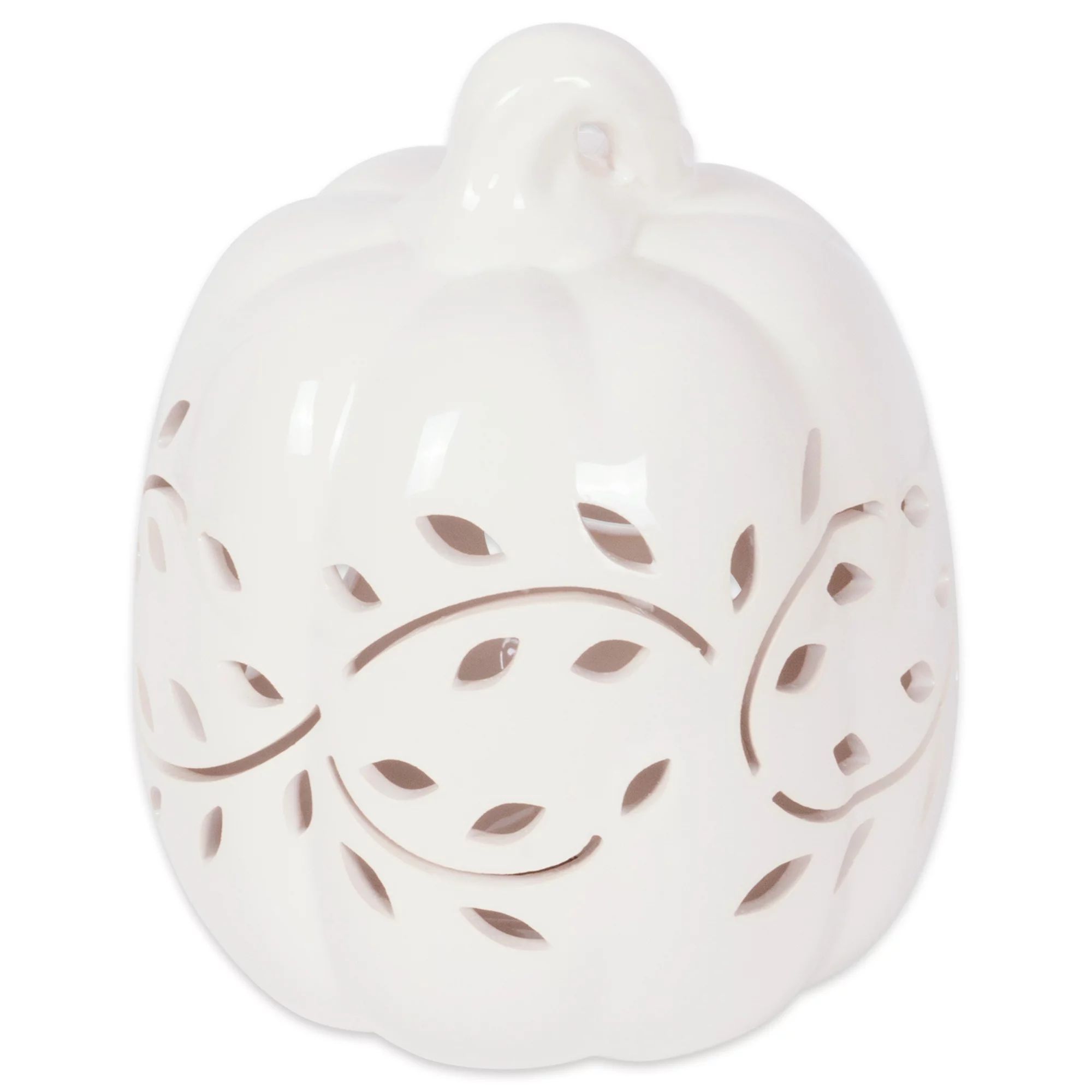 DII Halloween & Fall White Pumkpin Decorative Tealight Ceramic LED Lantern Ideal for Indoor Home ... | Walmart (US)