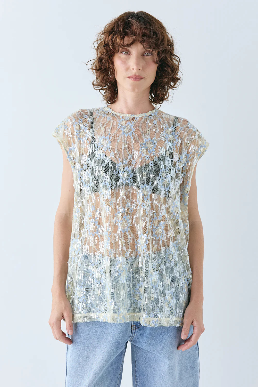Devyn Sequin Top Lace | VRG Grl