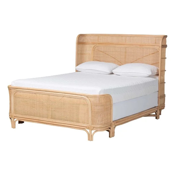 bali & pari Fiore Natural Rattan Bed Frame Handwoven Wicker Headboard Queen | Walmart (US)
