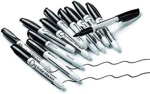 Volcanics Black Dry Erase Markers Low Odor Fine Whiteboard Markers Thin Box of 12 | Amazon (US)