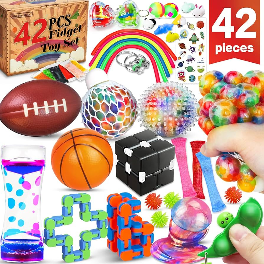 (42 Pcs) Fidget Toys Pack, Party Favors Carnival Treasure Classroom Prizes Small Mini Bulk Sensor... | Amazon (US)