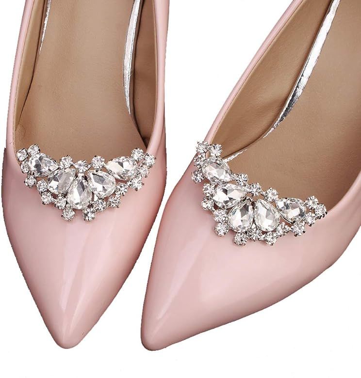 Lauthen.S 1 Pair Rhinestone Wedding Shoe Clips Bride Party Shoe Decoration | Amazon (US)