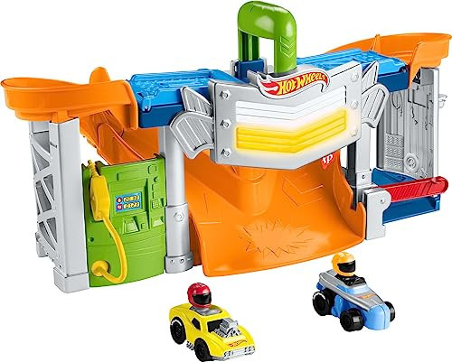 Fisher-Price Little People Hot Wheels Toddler Toy Race and Go Track Set with Lights Sounds & 2 Cars for Pretend Play Kids Ages 18+ Months​ | Amazon (US)