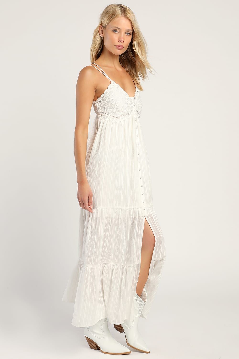 Always Wandering White Embroidered Tiered Maxi Dress | Lulus (US)