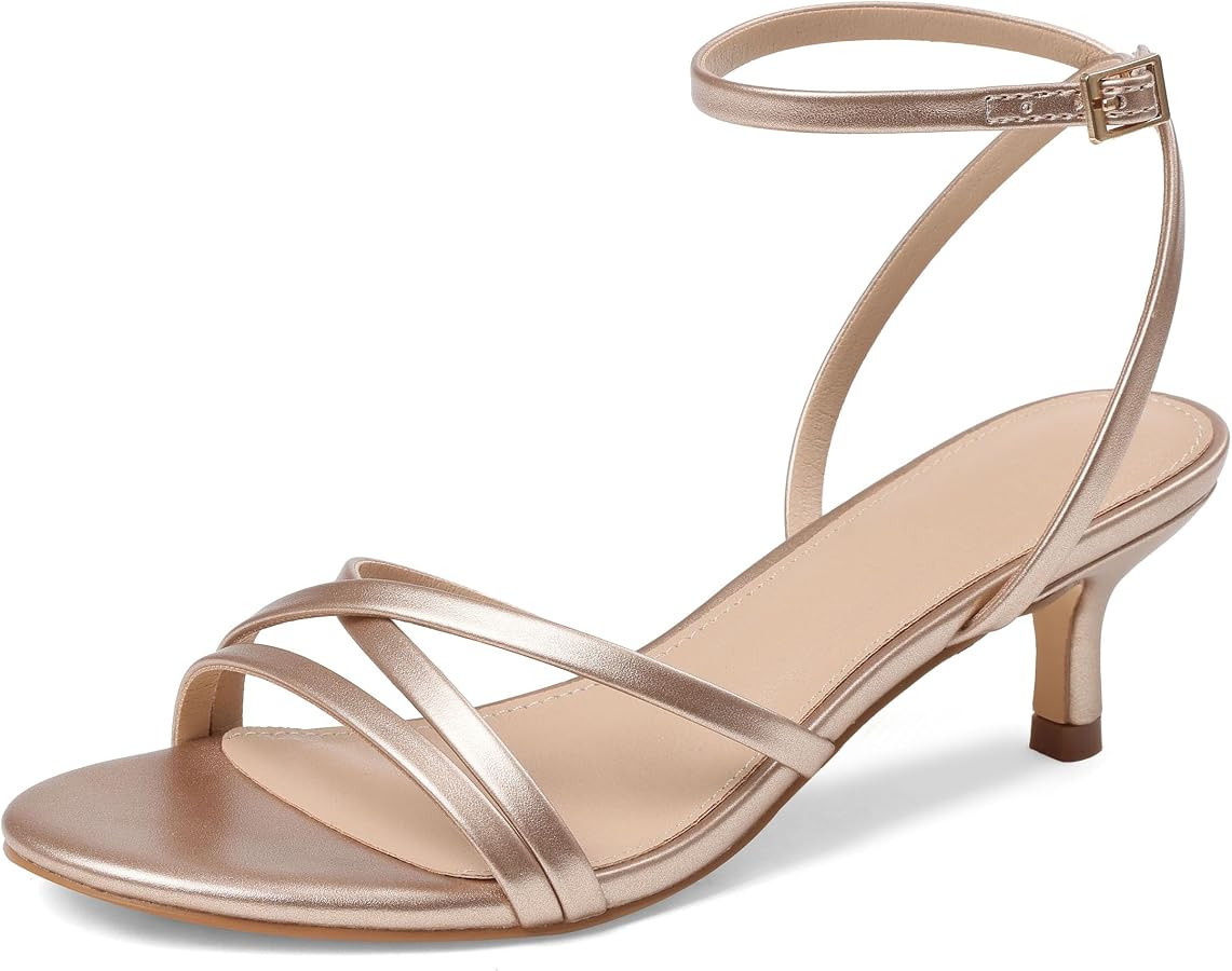 CYNLLIO Strappy Kitten Heels for Women 2 Inch Low Heel Small Sandals | Amazon (US)