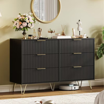 Fluted Dresser for Bedroom with 6 Drawers,47" Wide Modern Chest of Wooden Bedroom Chest with Metal Handle,Clothes Storage Organizer,Closet Dresser | Target