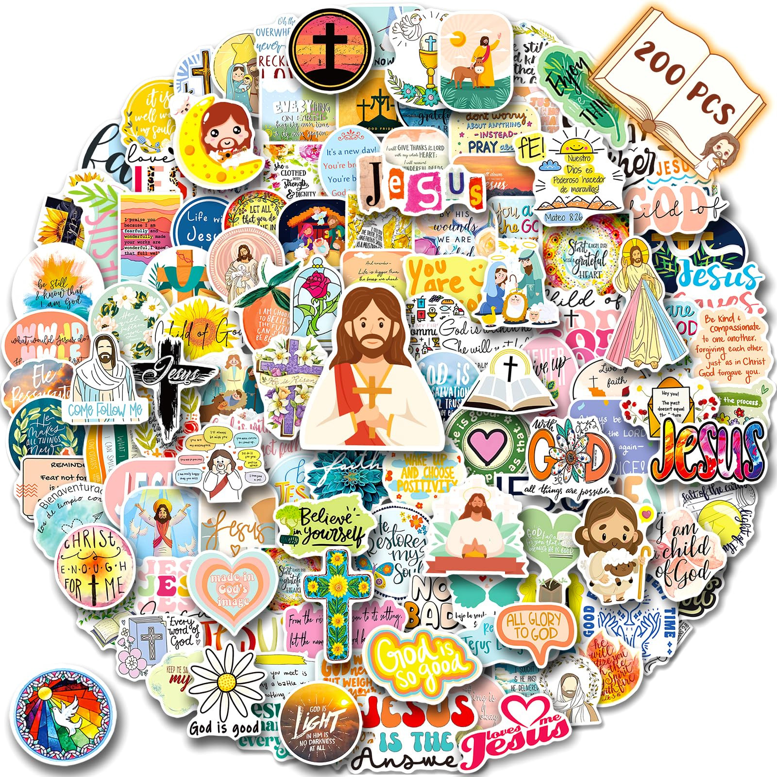 200PCS Jesus Christian Stickers, Religious Stickers for Kids Bible Verse Stickers Christian Stick... | Amazon (US)
