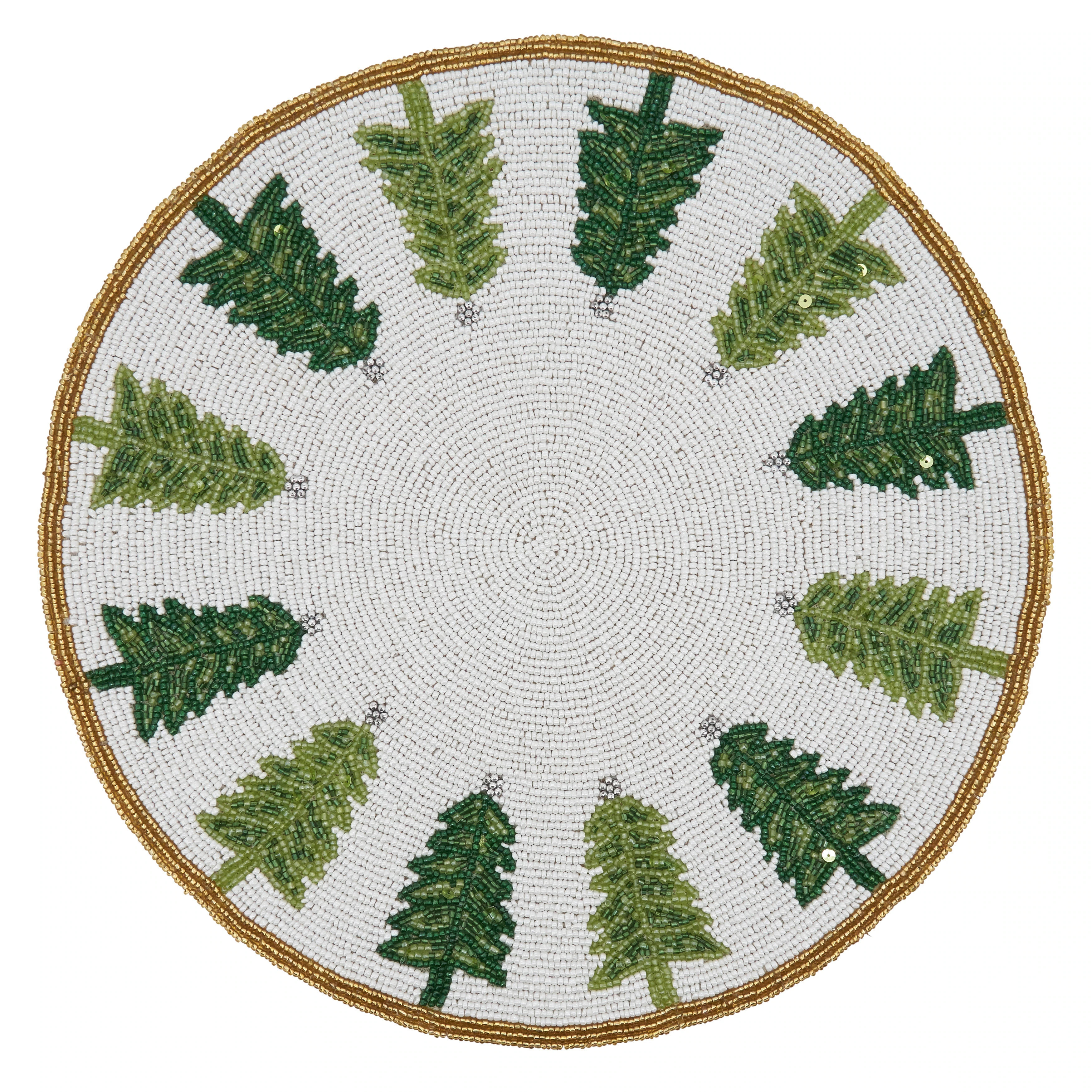 Beaded Placemats With Christmas Trees Design (Set of 4) | Bed Bath & Beyond