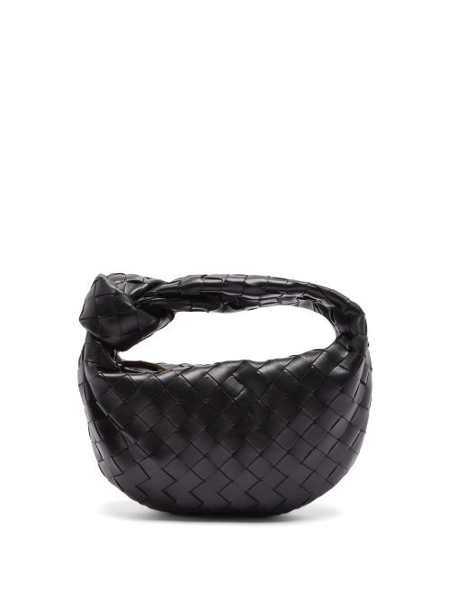 Bottega Veneta - Jodie Mini Intrecciato-leather Clutch Bag - Womens - Black | Matches (US)