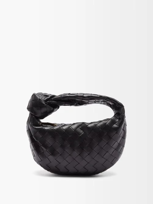 Bottega Veneta - Jodie Mini Intrecciato-leather Clutch Bag - Womens - Black | Matches (US)