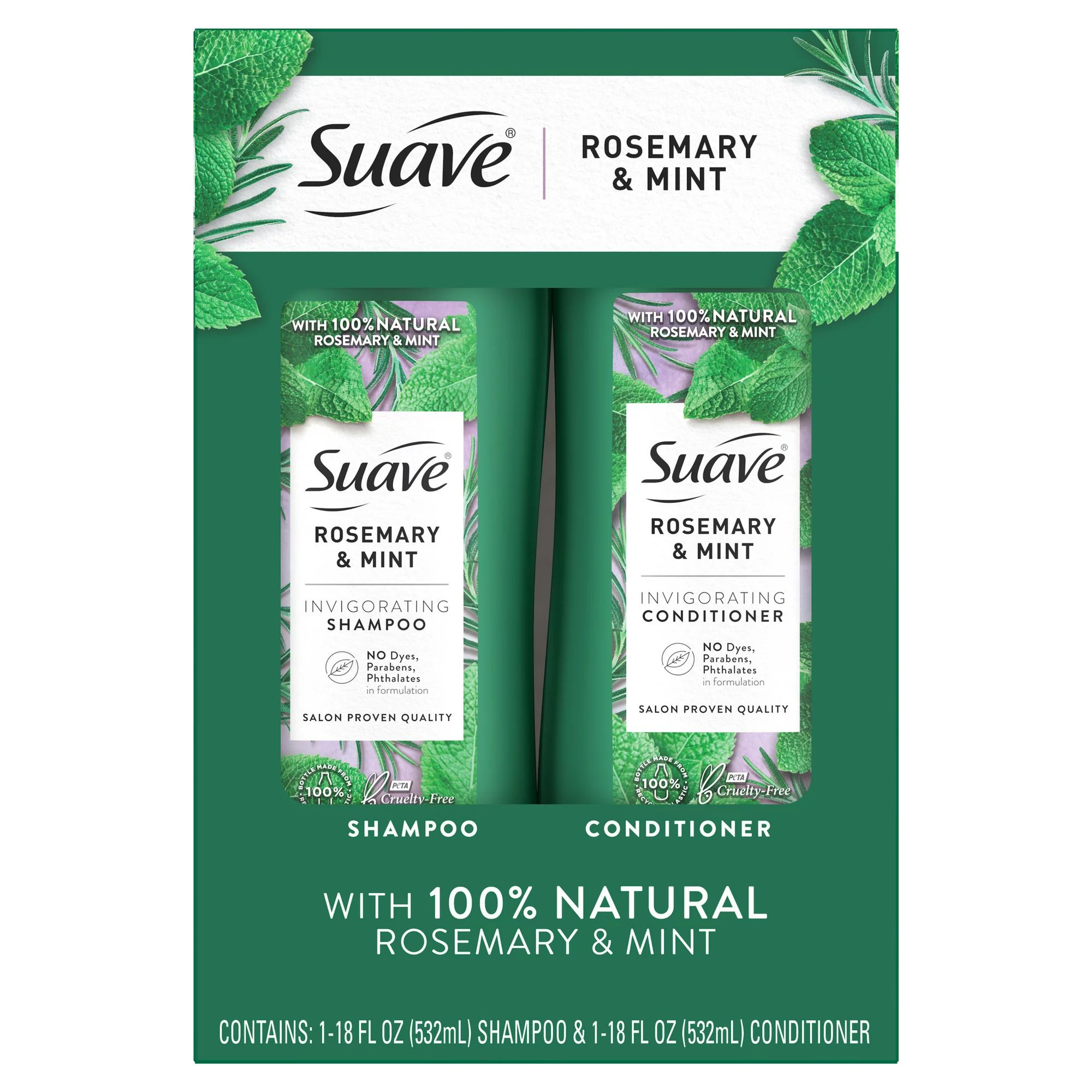 Suave Rosemary and Mint Invigorating Shampoo and Conditioner Set, 18 oz 2 Pack | Walmart (US)