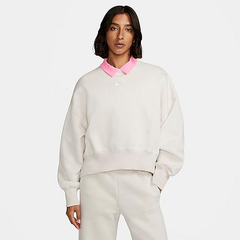Nike Women's Sportswear Phoenix Fleece Oversized Crewneck Sweatshirt in Light Orewood Brown/Sail Size: XL | JD Sports (US)