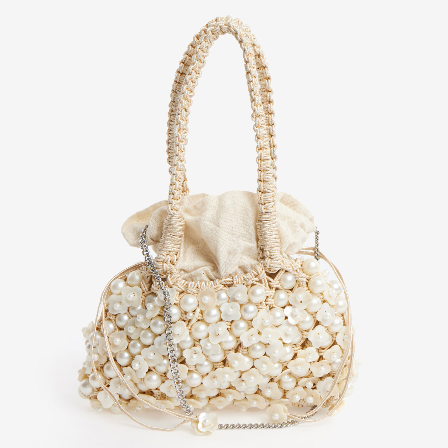 Beige Macrame Beaded Grab Bag | TK Maxx