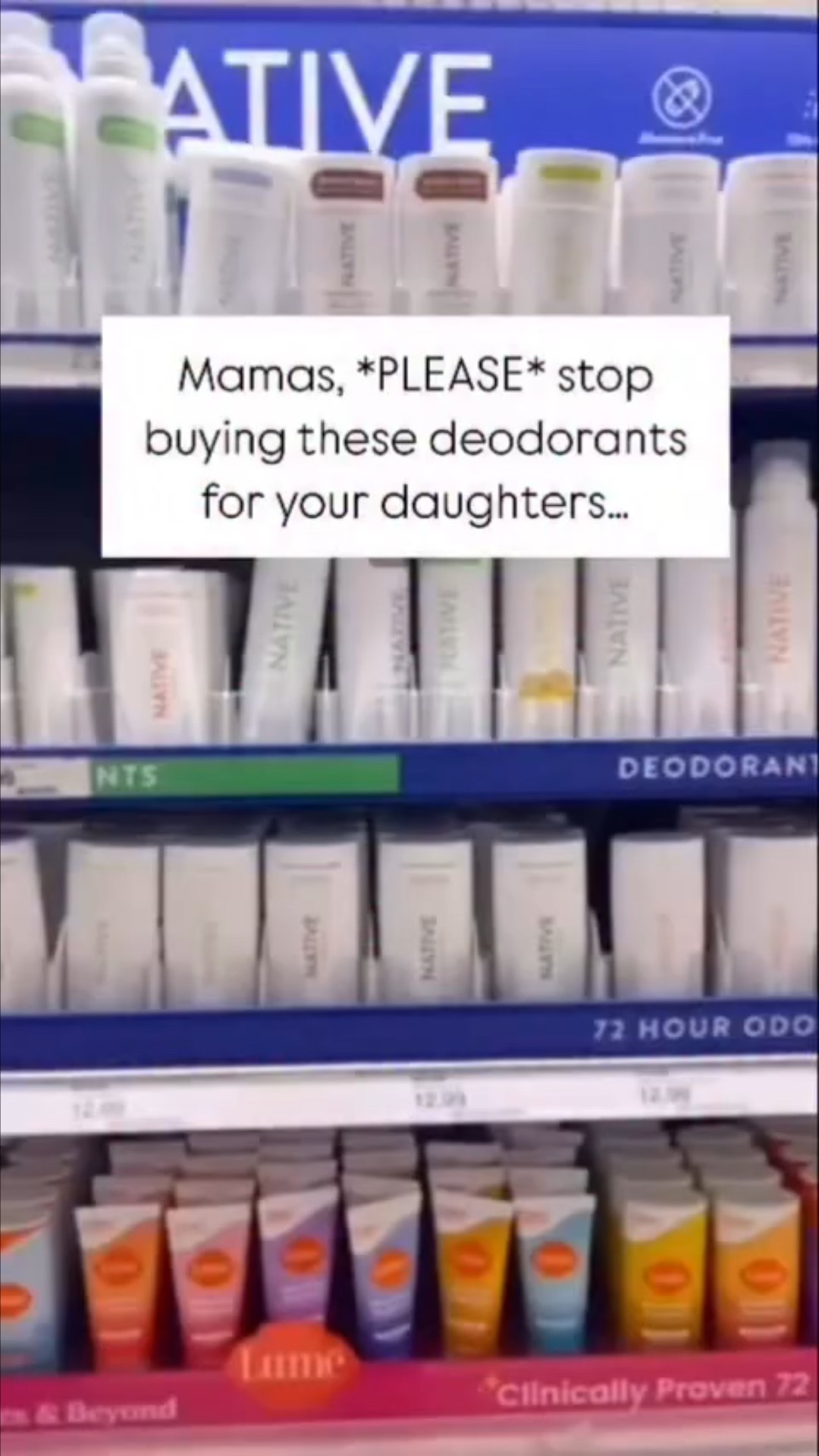 ‼️For toxinfree tween and teen options, comment below “DEODORANT” and I will send best options your way⤵️⤵️⤵️

Just because it says natural, gentle, or clean doesn’t mean it’s truly safe — especially for kids and teens. ❌❌❌

Many popular deodorants still contain ingredients linked to endocrine disruption, skin irritation, and toxic buildup over time.

Here are some that look clean but aren’t:
❌Native – Aluminum-free, but still loaded with synthetic fragrance/parfum, which can act as hormone disruptors.
❌Megababe Rosy Pits – Cute and “natural,” yet still uses hidden fragrance blends that rate moderate on toxicity scales.
❌Secret Invisible Solid – Aluminum salts and synthetic fragrance; can irritate young, sensitive underarms.
❌Degree Clinical Protection – Very high aluminum levels; too harsh for growing teens.
❌Dove Dry Spray – Marketed as “gentle,” but includes aluminum and aerosol propellants.
❌Mitchum Roll-On – One of the highest aluminum concentrations on the market.
❌Brut Stick – Contains propylene glycol, dyes, and triclosan — not ideal for anyone, let alone kids.

What to Look For Instead:
✅ Fragrance-free (no “parfum”)
✅ Aluminum-free & paraben-free
✅ EWG-verified or dermatologist-tested for sensitive skin
✅ Simple ingredients — coconut oil, magnesium, or zinc-based formulas

#deodorant #nontoxicliving #deo #cleanbeauty #toxinfree