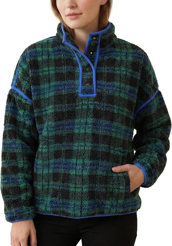 Fleece Pullover Women Button Down Fleece Pullover Jacket Oversized Winter Trendy Sherpa Sweatshir... | Amazon (US)