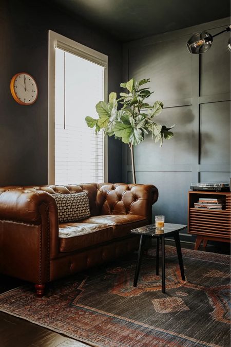  Office lounge decor - Chesterfield leather sofa, faux fiddle leaf fig, Wayfair rug, Amazon console table and marble coffee table 

#LTKhome #LTKGiftGuide #LTKfamily