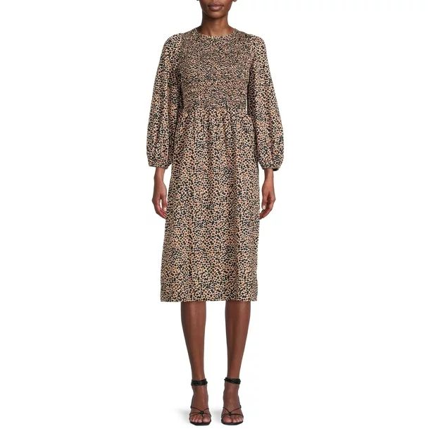 The Get Women's Scoop Back Midi Dress with Long Sleeves | Walmart (US)