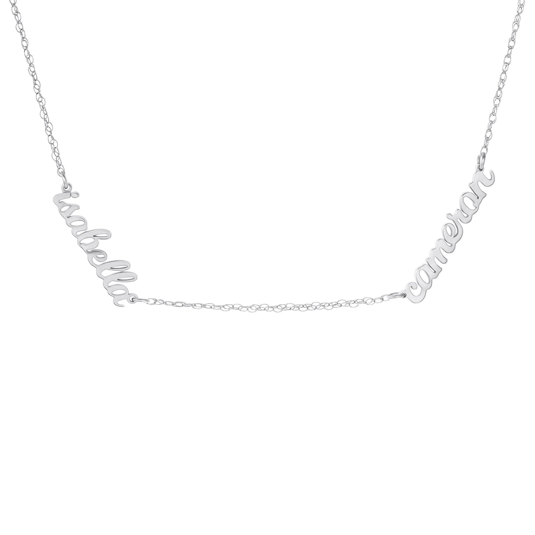 Personalized Script Nameplate Necklace - 2 Names | Tiny Tags