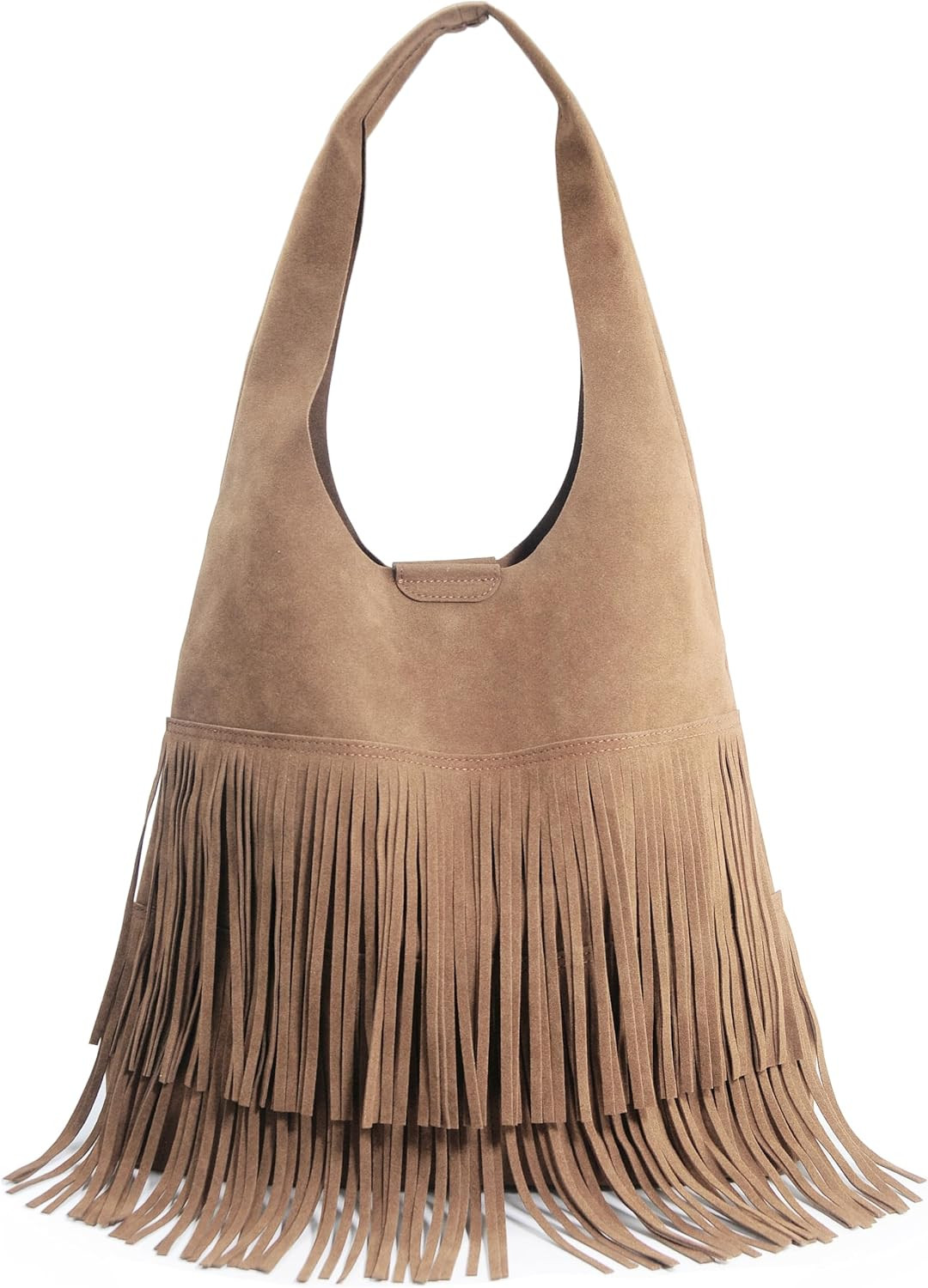Tassel Faux Suede Hobo Bag for Women Fringe Shoulder Handbag | Amazon (US)