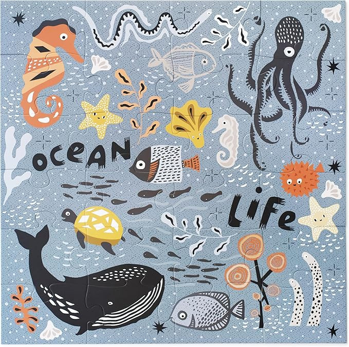 Wee Gallery Ocean Floor Puzzle - Jumbo Jigsaw Floor Puzzle for Toddlers - Sensory Toys Promoting ... | Amazon (US)