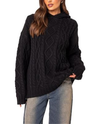 Edikted Oversized Cable Knit Hoodie  | Bloomingdale's Women All Women | Bloomingdale's (US)