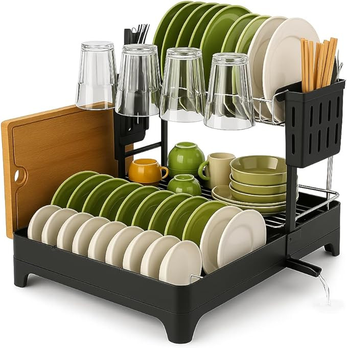 Escorredor de Louça Inox Dobrável 2 Andares com Drenagem Automática 360° | Porta-Talheres Rem... | Amazon (BR)