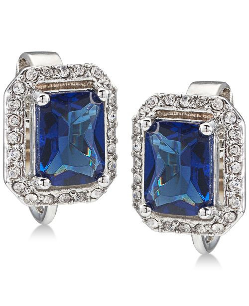 Carolee Silver-Tone Pavé & Blue Stone Clip-On Stud Earrings  & Reviews - Fashion Jewelry - Jewel... | Macys (US)