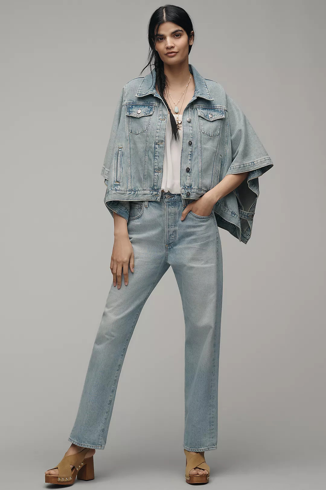 Pilcro Weston Cape Denim Boyfriend Jacket | Anthropologie (US)