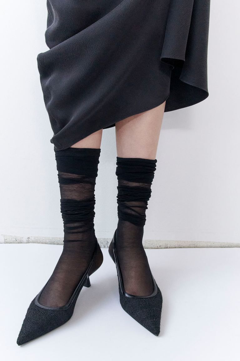 Textured slingbacks - Black - Ladies | H&M GB | H&M (UK, MY, IN, SG, PH, TW, HK)
