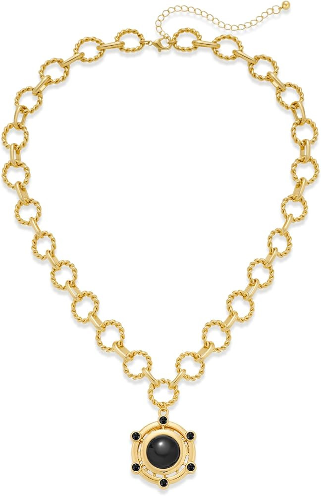 GZQ Chunky Gold Necklace for Women, Deep Red Pendant Choker with Chain Jewelry for Birthday Valen... | Amazon (US)