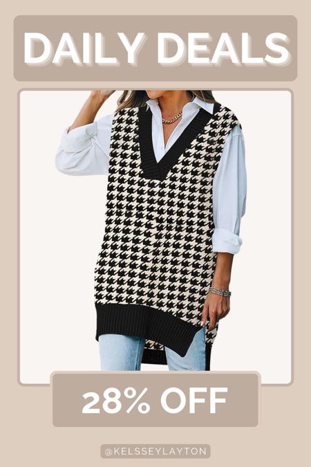 Amazon daily deal, houndstooth vest on sale 

#LTKSeasonal #LTKsalealert #LTKfindsunder50